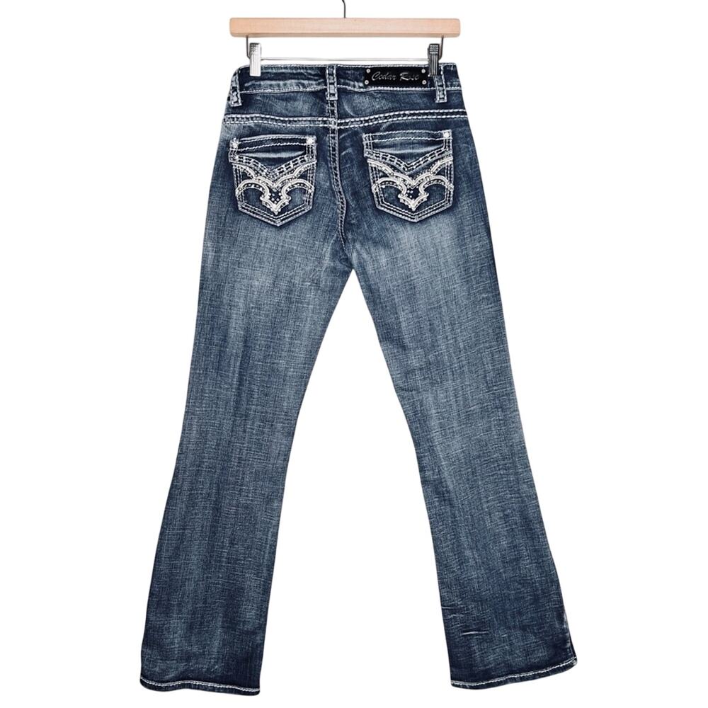 Cedar Rose Low Rise Boot Cut Jeans 28 Bling Studded Western Cowgirl Denim